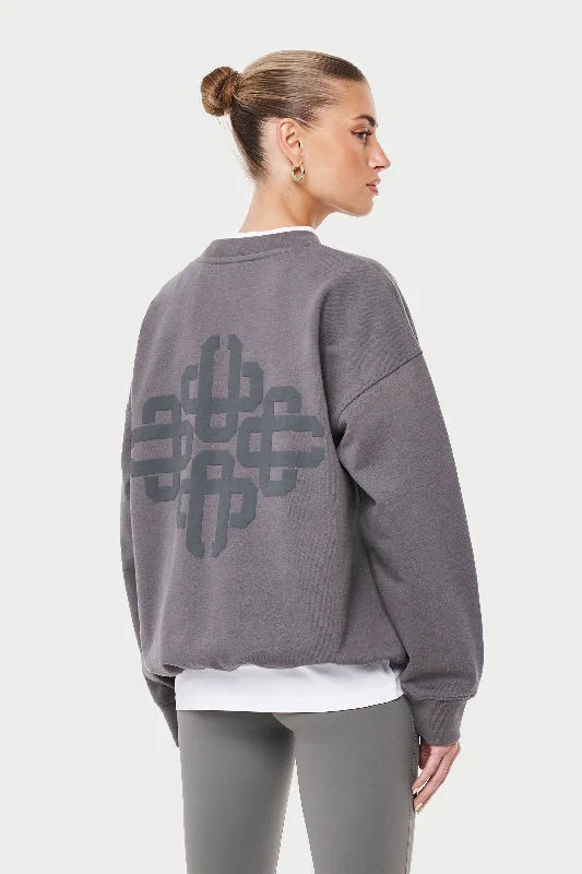 EMBLEM OVERSIZED SWEATSHIRT - CHARCOAL