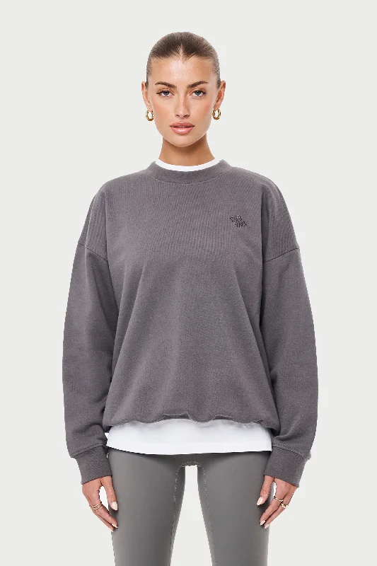 EMBLEM OVERSIZED SWEATSHIRT - CHARCOAL