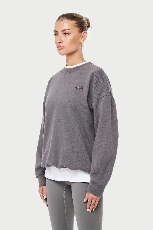 EMBLEM OVERSIZED SWEATSHIRT - CHARCOAL