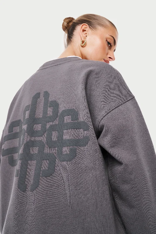 EMBLEM OVERSIZED SWEATSHIRT - CHARCOAL