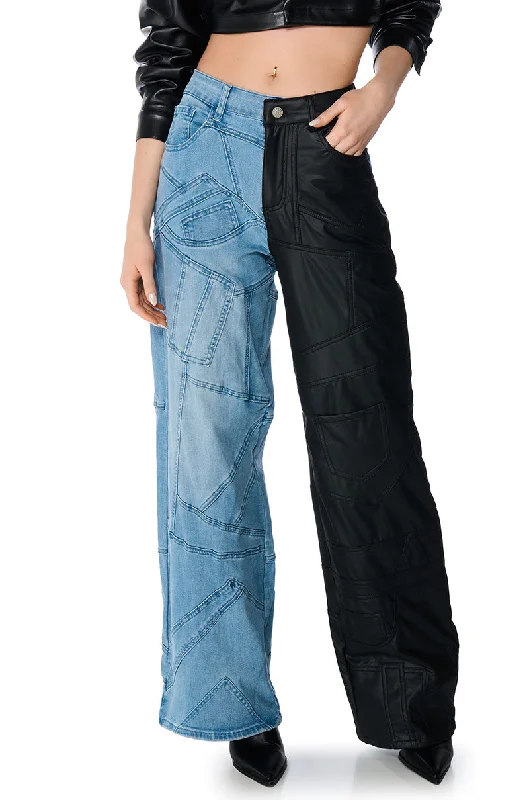 EXTREME STRETCH PATCHWORK WIDE LEG JEANS