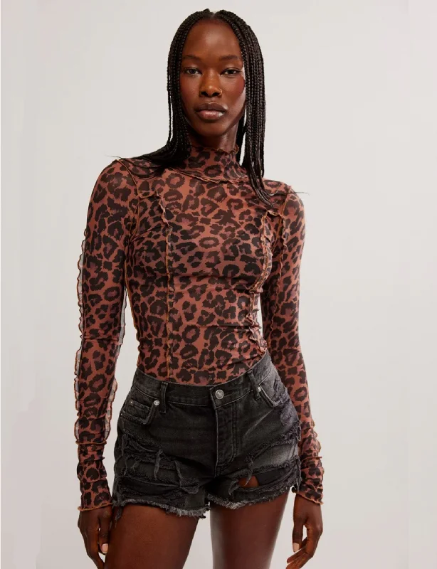 Charlie Printed Mesh Top, Cats Meow