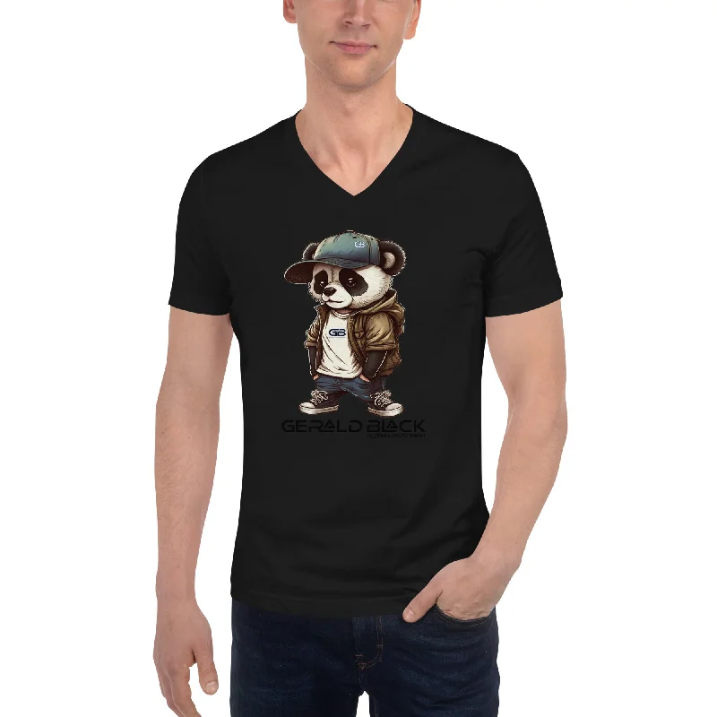 Gerald Black Signature Unisex Short Sleeve V-Neck Panda T-Shirt