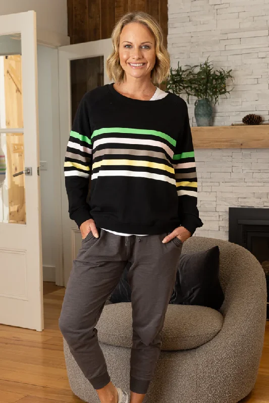 Jovie the Label Forever Sweater Black w Stripes