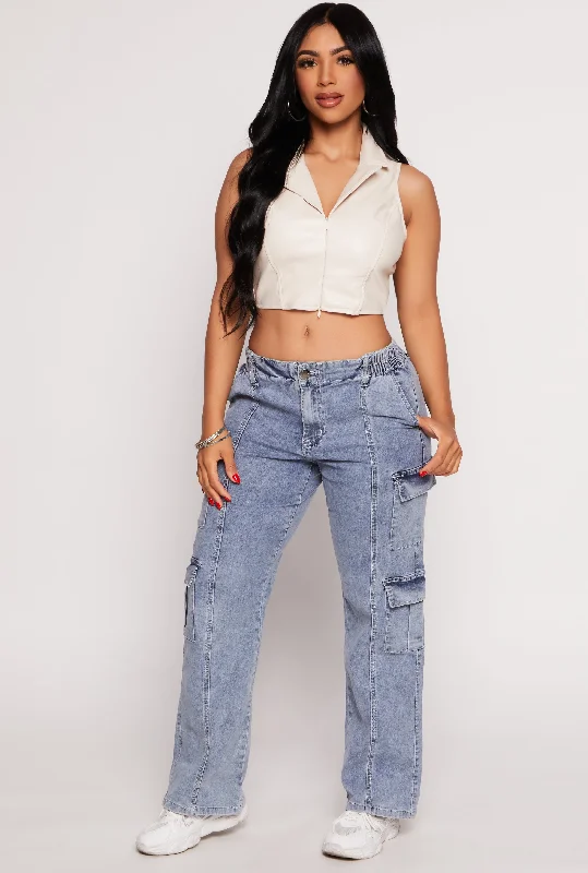 VIP Acid Wash Wide Leg Cargo Jeans