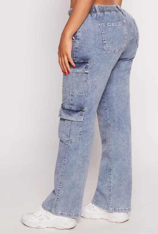 VIP Acid Wash Wide Leg Cargo Jeans