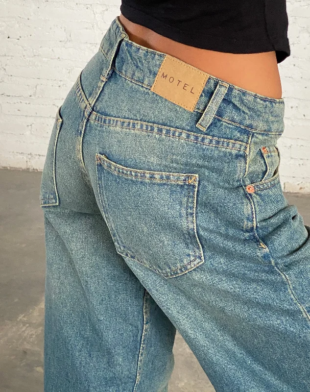 Low Rise Parallel Jeans in Vintage Blue Green