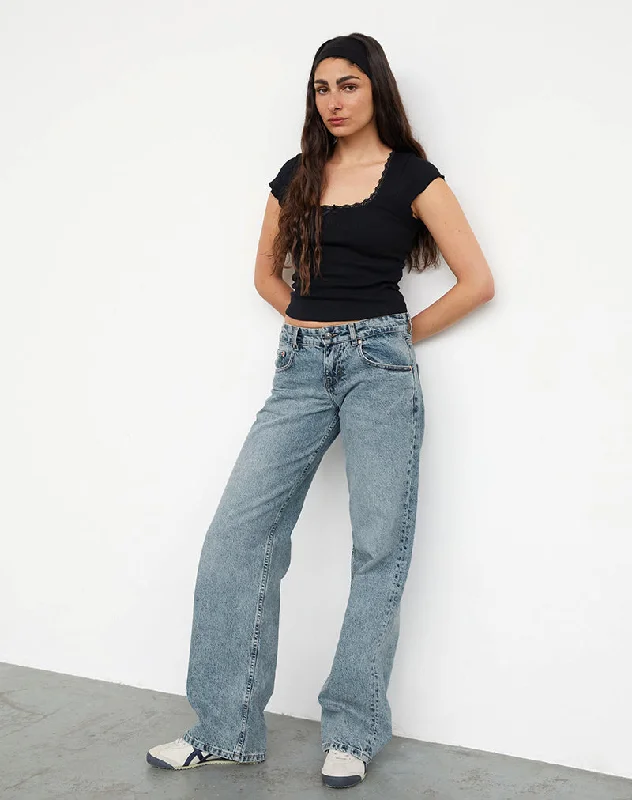 Low Rise Parallel Jeans in Vintage Blue Wash