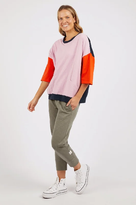 Elm Mazie Colour Block Sweat - Pink, Tangelo & Navy