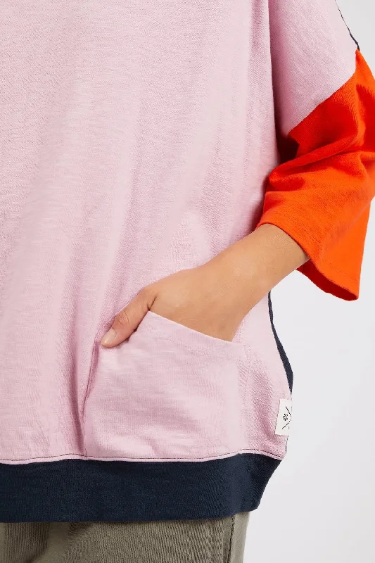 Elm Mazie Colour Block Sweat - Pink, Tangelo & Navy