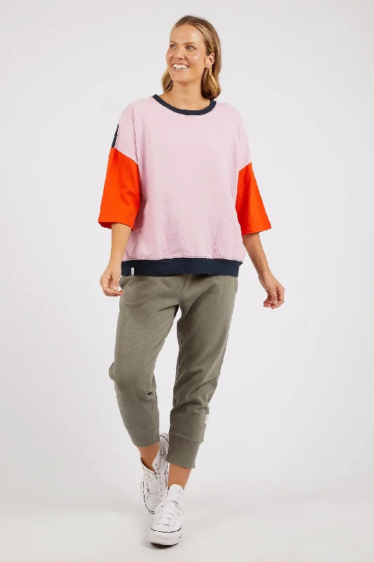 Elm Mazie Colour Block Sweat - Pink, Tangelo & Navy