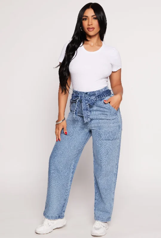 Highway Tie Waist Wide Leg Jeans