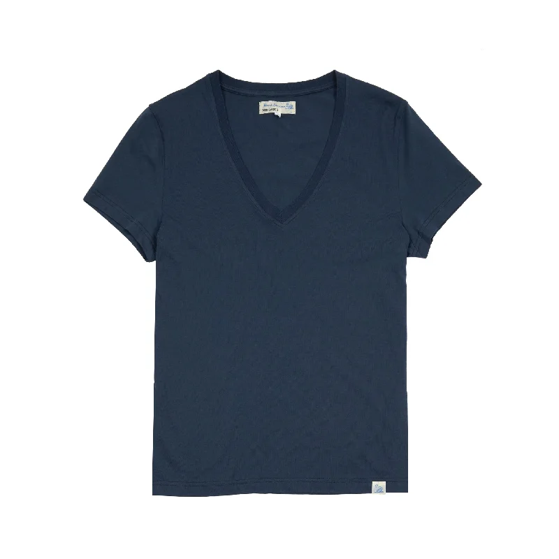 Merz b Schwanen Women's V-neck T-shirt in Denim Blue