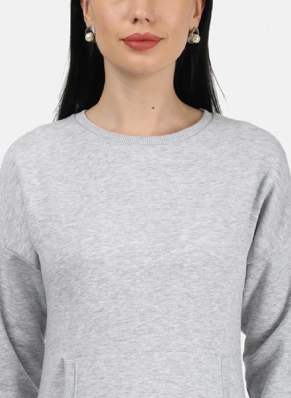 Women Grey Plain Sweatshirt