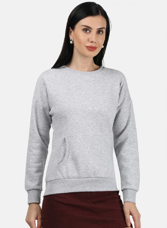 Women Grey Plain Sweatshirt