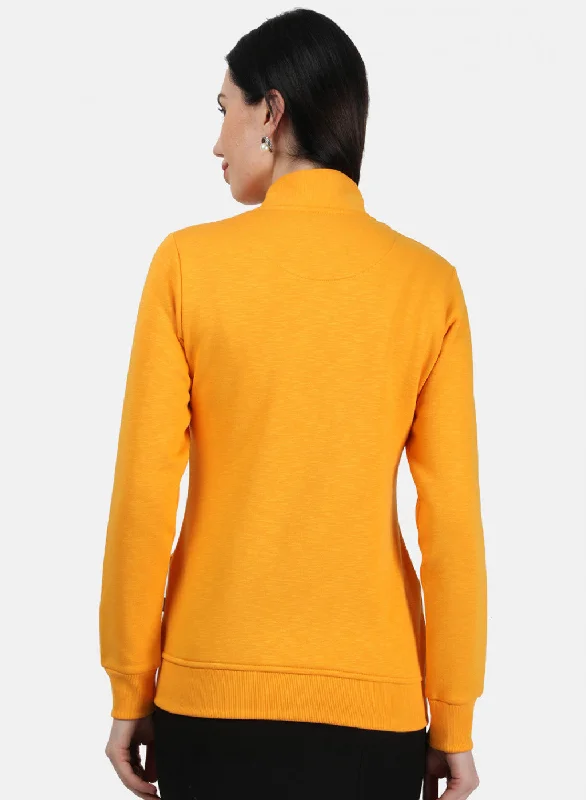 Women Mustard Plain Sweatshirt