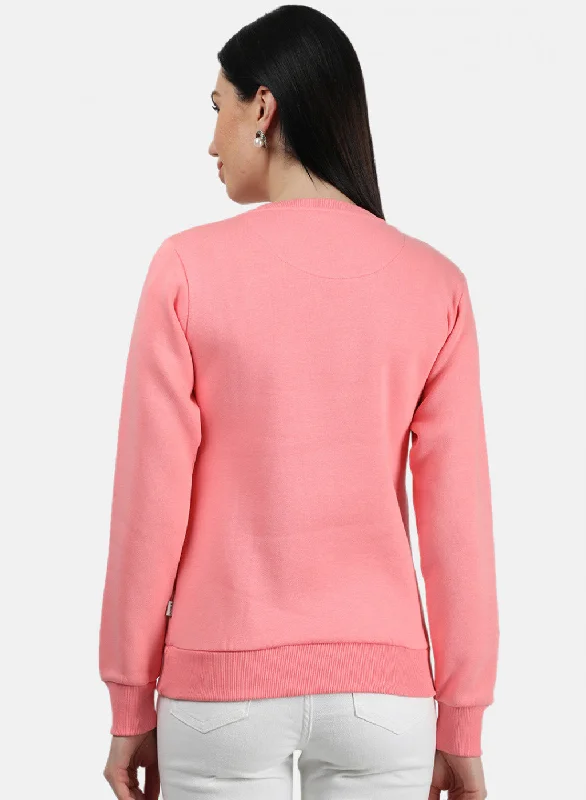 Women Peach Plain Sweatshirt