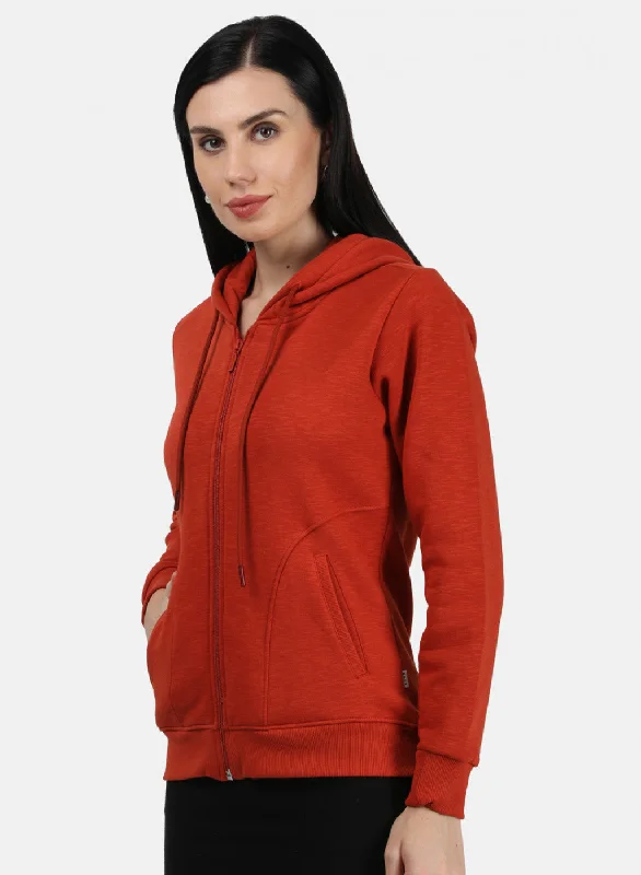 Women Rust Plain Sweatshirt