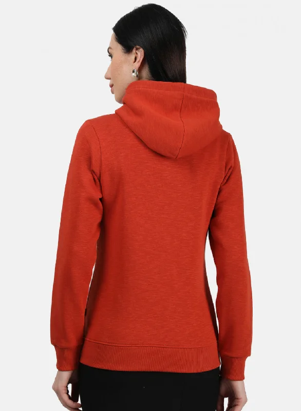 Women Rust Plain Sweatshirt