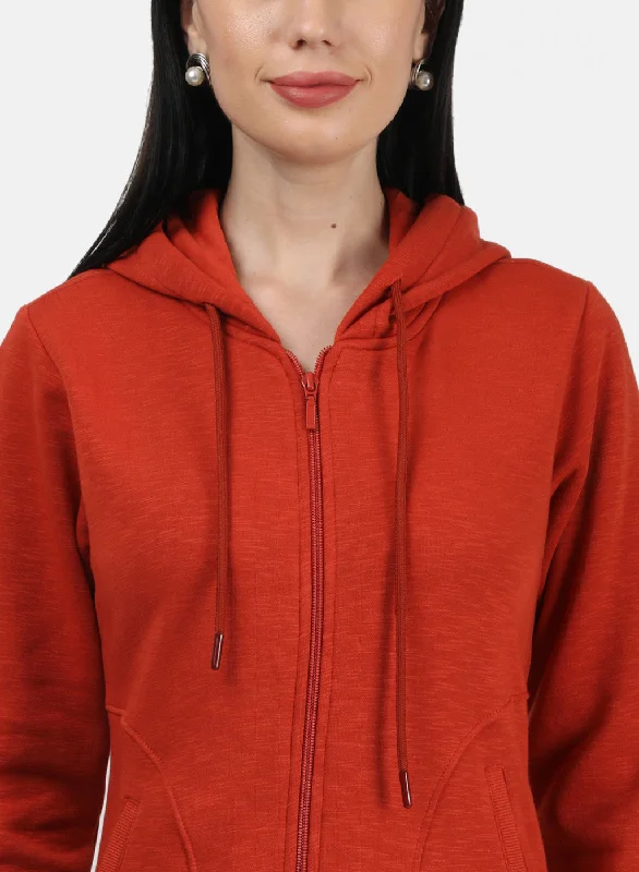 Women Rust Plain Sweatshirt