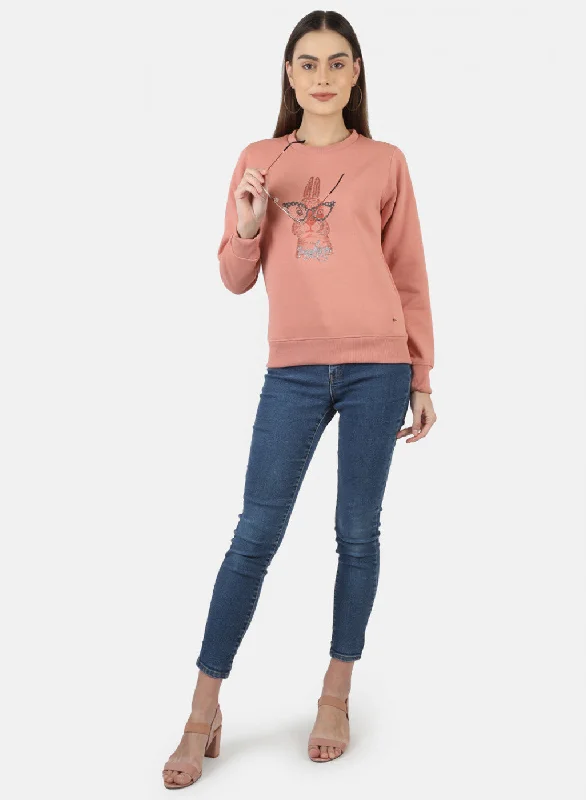 Women Beige Printed Sweatshirt