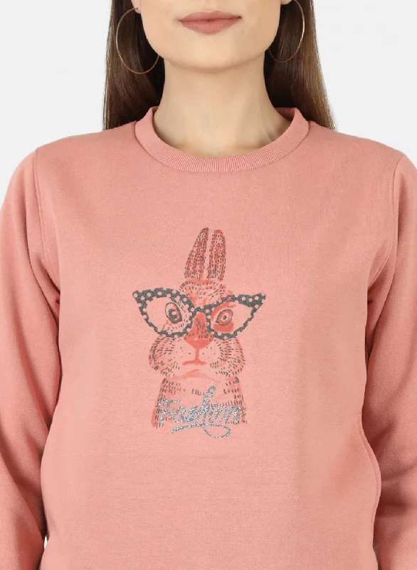 Women Beige Printed Sweatshirt