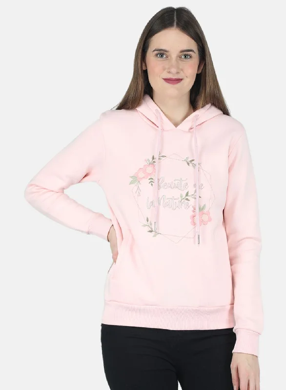 Women Peach Embroidered Sweatshirt