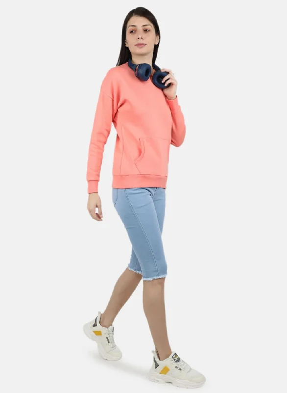 Women Pink Solid Sweatshirt