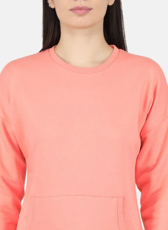 Women Pink Solid Sweatshirt