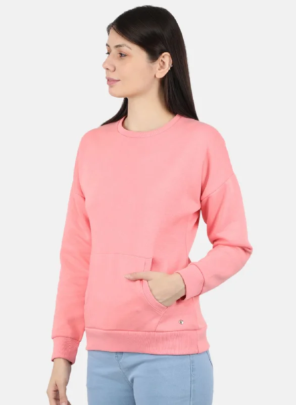 Women Pink Solid Sweatshirt