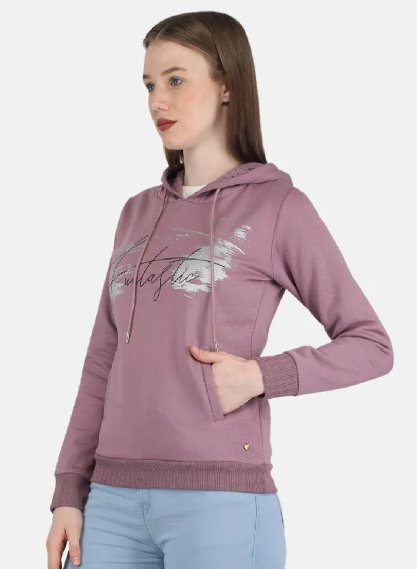 Women Purple Printed Sweatshirt