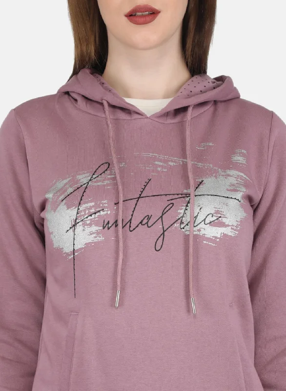 Women Purple Printed Sweatshirt