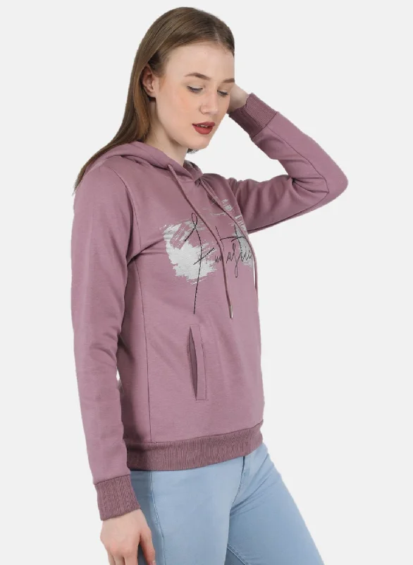 Women Purple Printed Sweatshirt