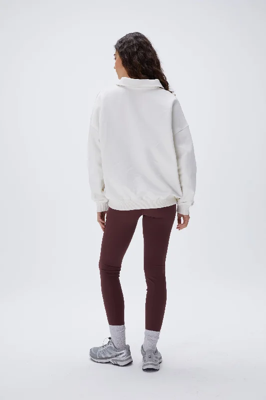 Performance Oversized Funnel Neck Zip Sweatshirt - Marshmallow White