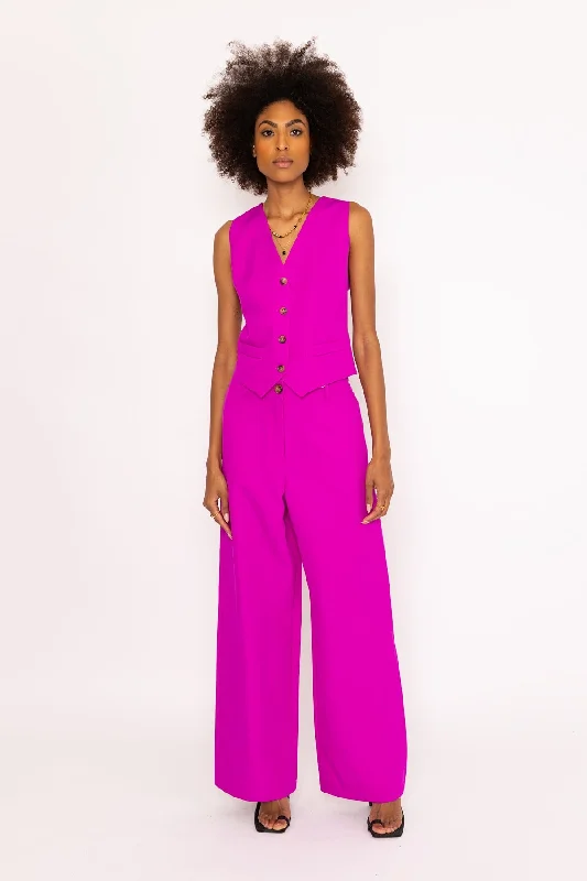 Pink Tailored Wide Leg Trousers