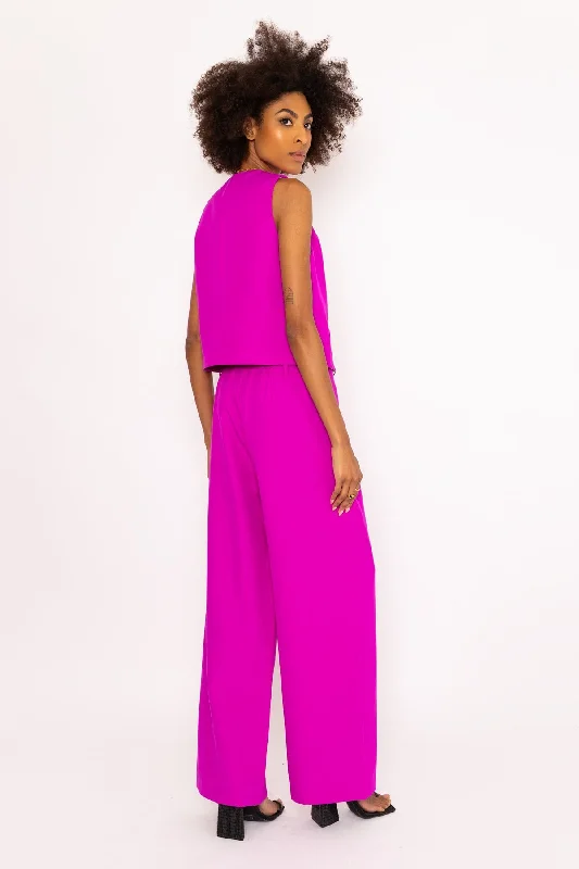 Pink Tailored Wide Leg Trousers