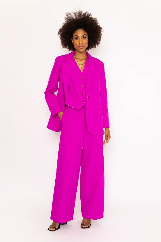 Pink Tailored Wide Leg Trousers