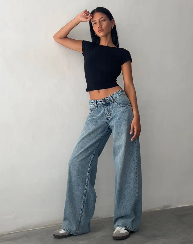 Roomy Extra Wide Low Rise Jeans in Vintage Blue Wash