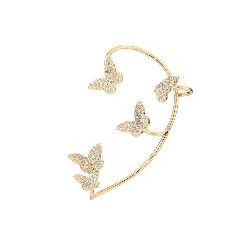 Shining Zircon Butterfly Ear Cuff Earrings for Women Girls