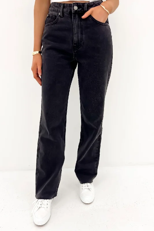 Skye High Rise Straight Leg Jean Washed Black