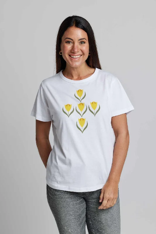 Stella + Gemma |  Ace Tee | White w/Daffodil Cross