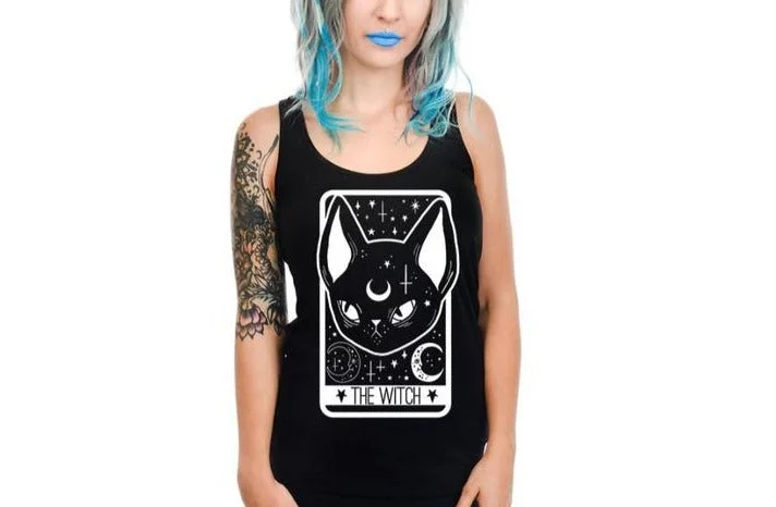 The Witch Black Cat Tarot Card Racerback Tank Top