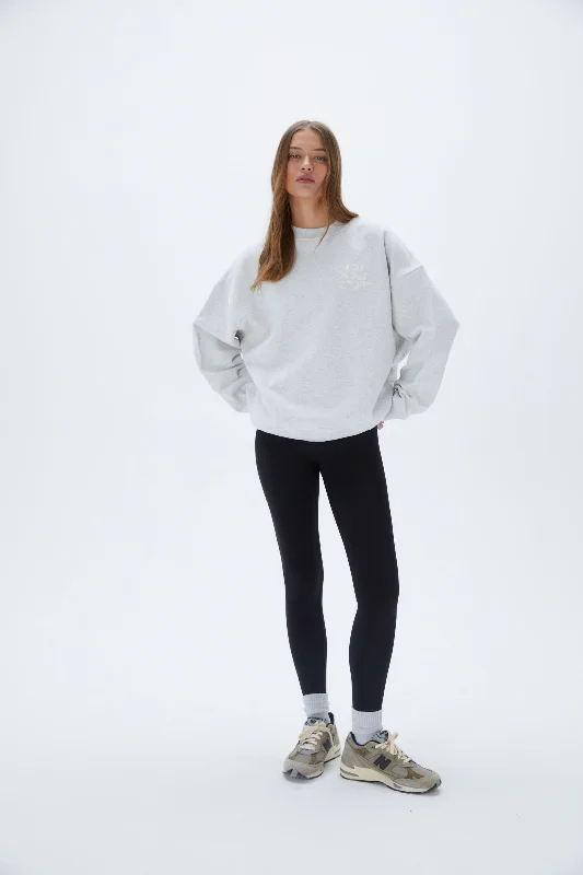 Vacation Oversized Sweatshirt -  Light Grey Melange