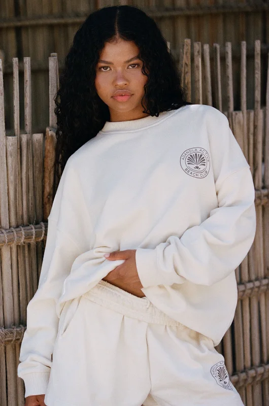 Vacation Oversized Sweatshirt  - Marshmallow White