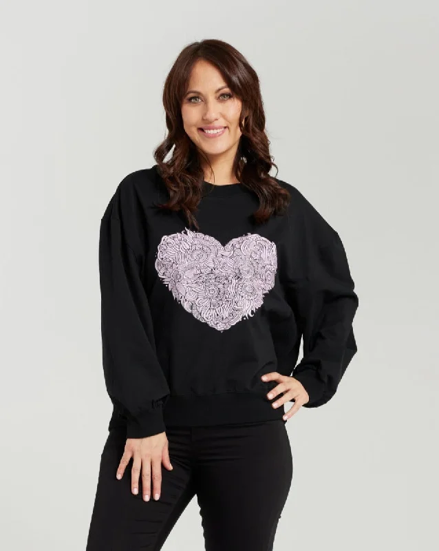 Zafina Nyla Sweatshirt - Black Heart