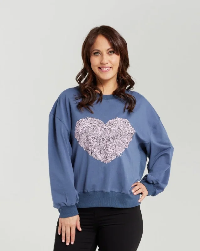 Zafina Nyla Sweatshirt - Blue Heart