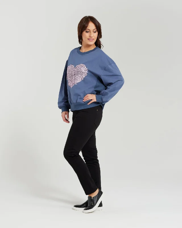 Zafina Nyla Sweatshirt - Blue Heart