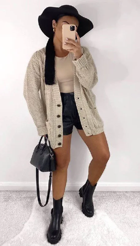 Chunky Boyfriend Grandad Button Cardigan