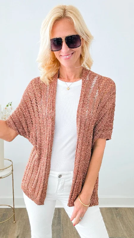 Crochet Shimmer Italian Cardigan - Copper