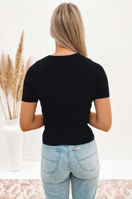 Micaela Ribbed Top Black